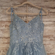 BLUE/FLORAL A LINE GOWN