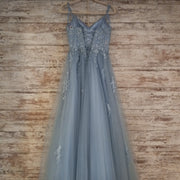 BLUE/FLORAL A LINE GOWN