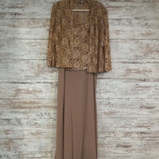 TAN/LACE 2 PC. LONG DRESS SET