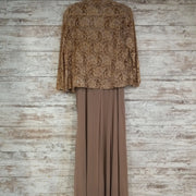 TAN/LACE 2 PC. LONG DRESS SET