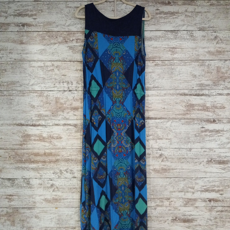 BLUE/COLORFUL MAXI DRESS