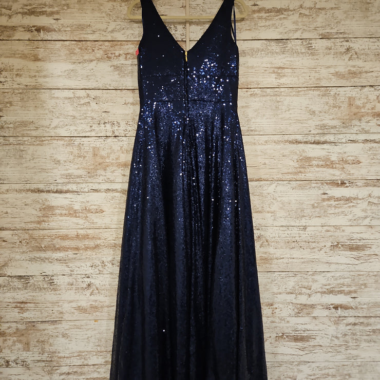 NAVY FULL SEQUIN A LINE GOWN