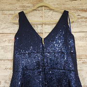 NAVY FULL SEQUIN A LINE GOWN