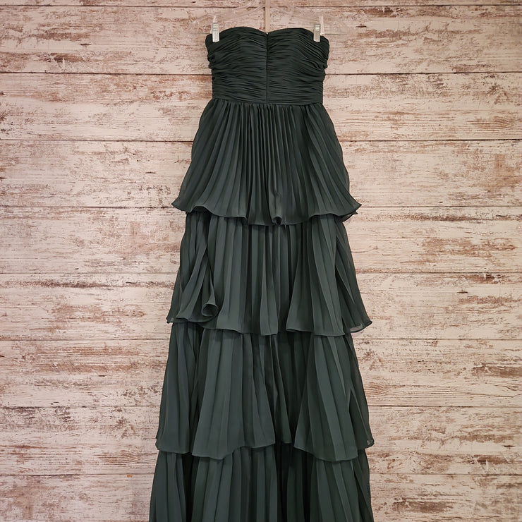GREEN LAYERED LONG DRESS - NEW