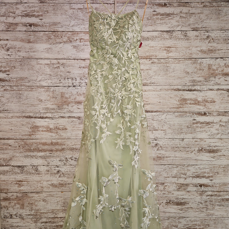 GREEN/FLORAL LONG DRESS (NEW)