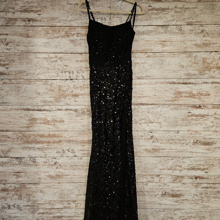 BLACK FULL SEQUIN LONG DRESS