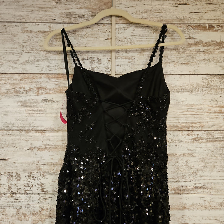 BLACK FULL SEQUIN LONG DRESS