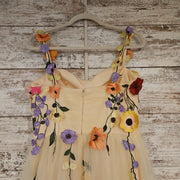 YELLOW/FLORAL A LINE GOWN-NEW