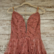 PINK/FLORAL A LINE GOWN (NEW)