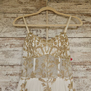 WHITE/GOLD A LINE GOWN