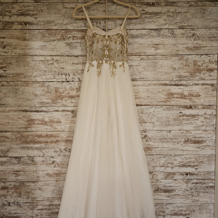 WHITE/GOLD A LINE GOWN