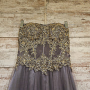 GRAY/GOLD A LINE GOWN