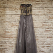 GRAY/GOLD A LINE GOWN