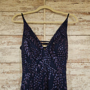 NAVY SPARKLY LONG EVENING GOWN