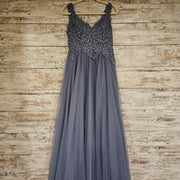 BLUE/FLORAL A LINE GOWN