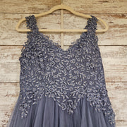 BLUE/FLORAL A LINE GOWN