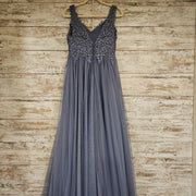 BLUE/FLORAL A LINE GOWN