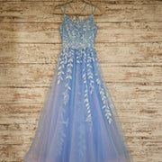 BLUE/FLORAL SPARKLY A LINE GOW