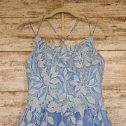 BLUE/FLORAL SPARKLY A LINE GOW
