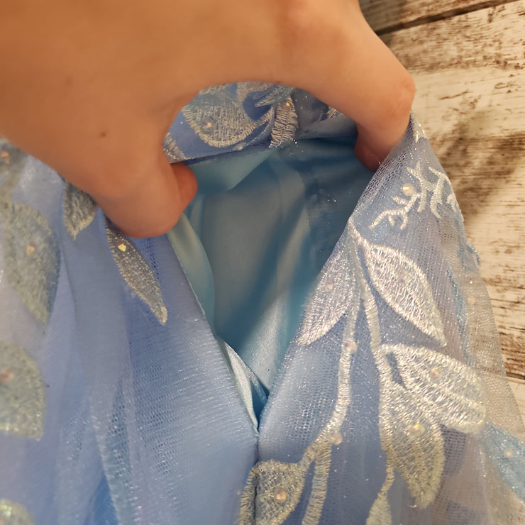 BLUE/FLORAL SPARKLY A LINE GOW