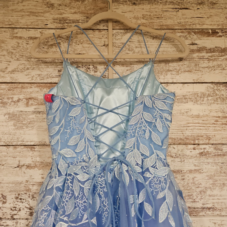 BLUE/FLORAL SPARKLY A LINE GOW