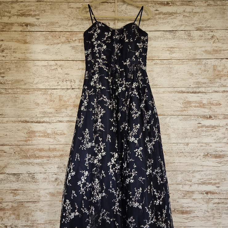 NAVY/SILVER SPARKLY A LINE GOW