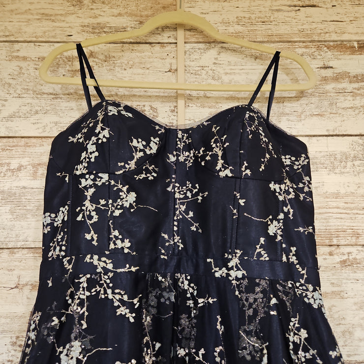 NAVY/SILVER SPARKLY A LINE GOW