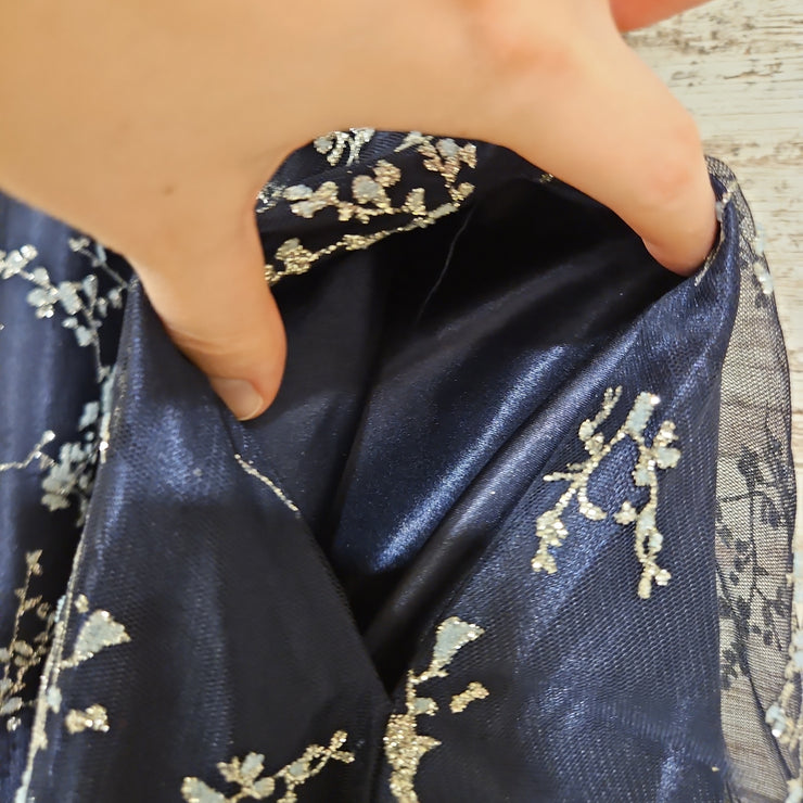 NAVY/SILVER SPARKLY A LINE GOW