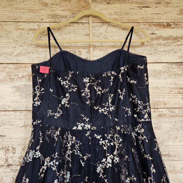 NAVY/SILVER SPARKLY A LINE GOW