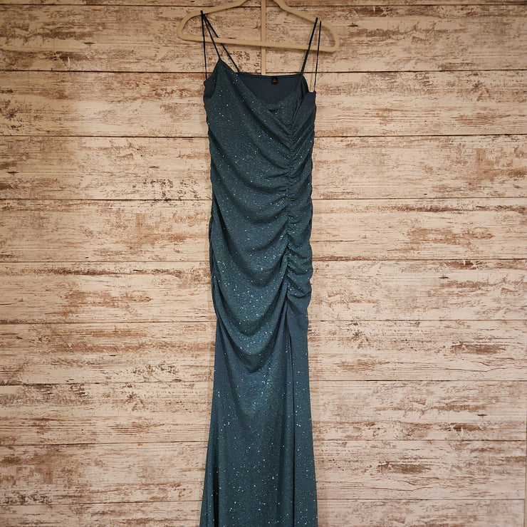 GREEN SPARKLY LONG DRESS