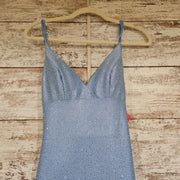 BLUE SPARKLY LONG EVENING GOWN