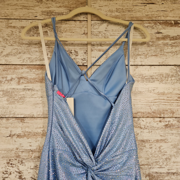 BLUE SPARKLY LONG EVENING GOWN