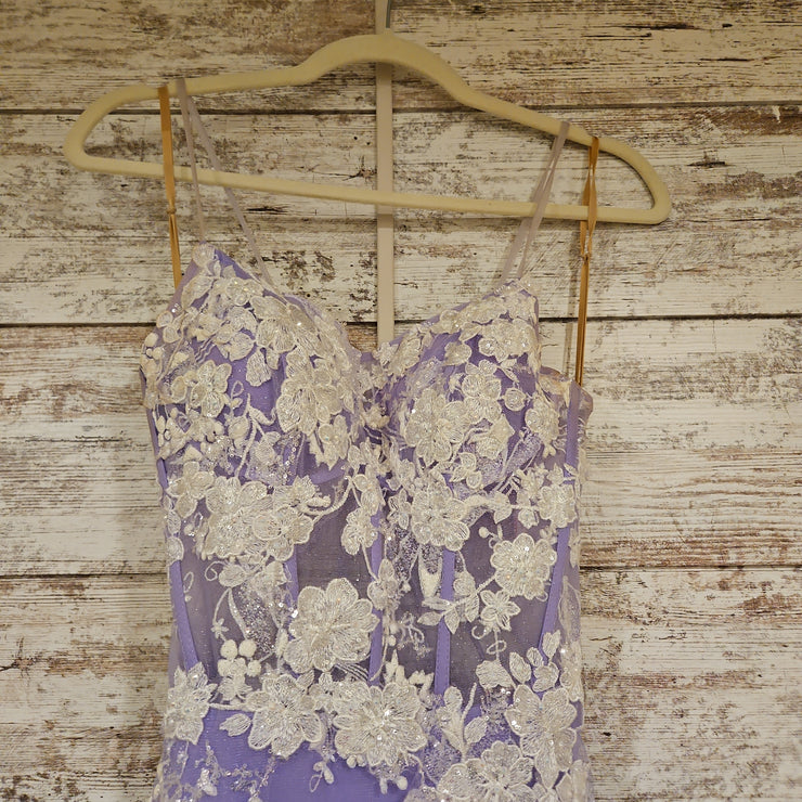 PURPLE/WHITE FLORAL LONG DRESS