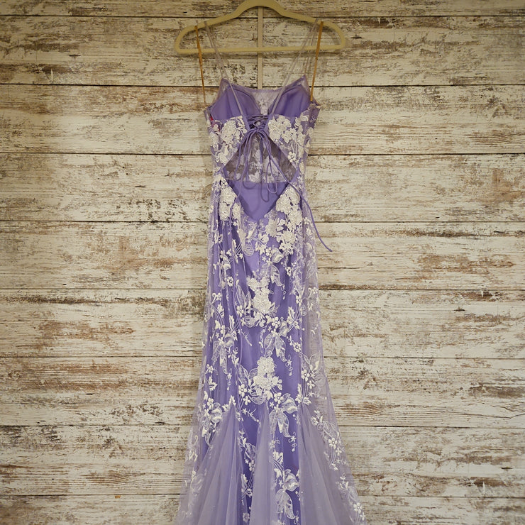 PURPLE/WHITE FLORAL LONG DRESS