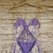 PURPLE/WHITE FLORAL LONG DRESS