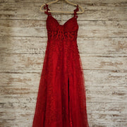 RED/FLORAL A LINE GOWN