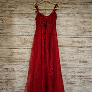 RED/FLORAL A LINE GOWN
