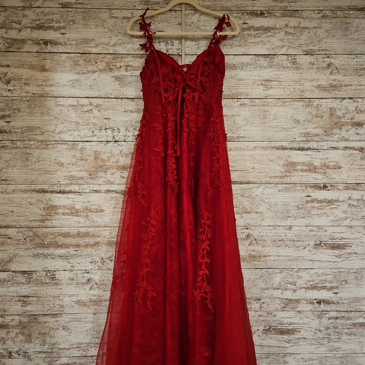RED/FLORAL A LINE GOWN