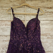 PURPLE SPARKLY A LINE GOWN