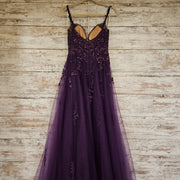 PURPLE SPARKLY A LINE GOWN