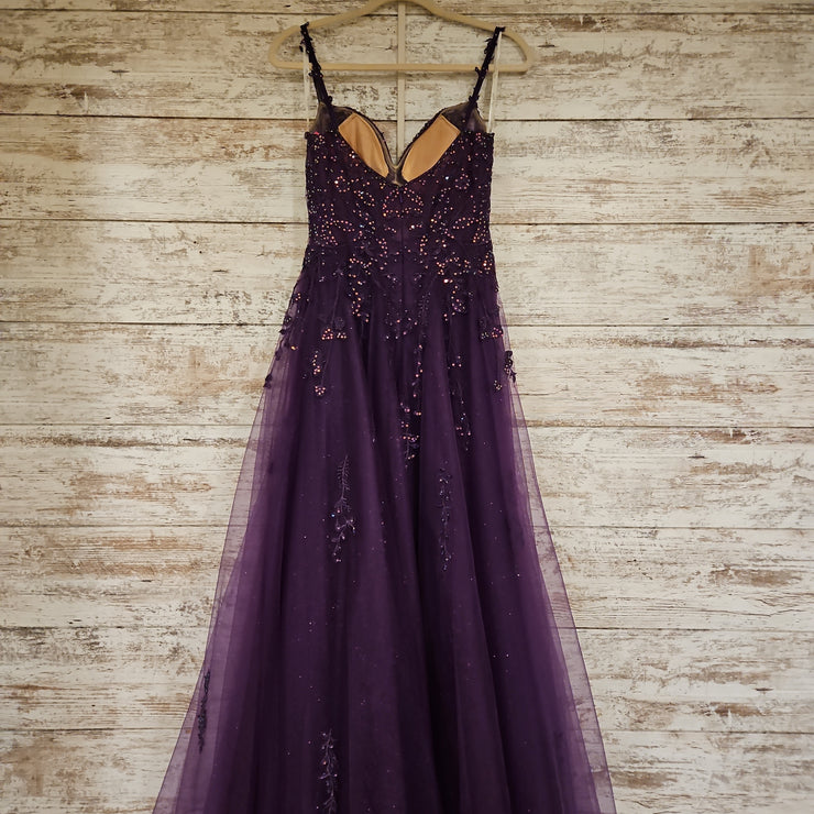 PURPLE SPARKLY A LINE GOWN