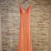 PEACH BEADED LONG DRESS