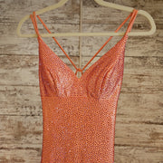 PEACH BEADED LONG DRESS