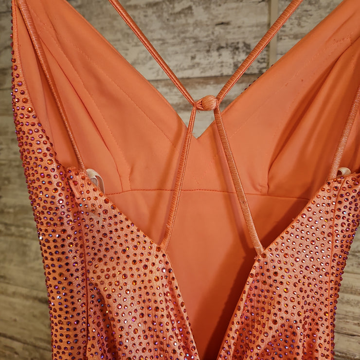 PEACH BEADED LONG DRESS