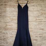 NAVY FITTED LONG EVENING GOWN