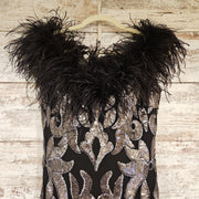 BLACK/SILVER LONG DRESS - $750