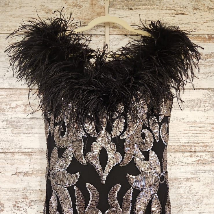 BLACK/SILVER LONG DRESS - $750