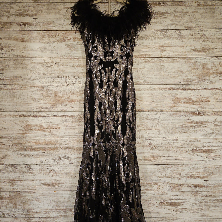 BLACK/SILVER LONG DRESS - $750