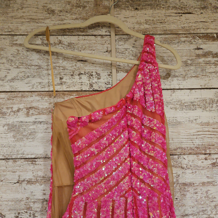 PINK SEQUIN LONG DRESS