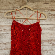 RED FULL SEQUIN LONG DRESS-NEW